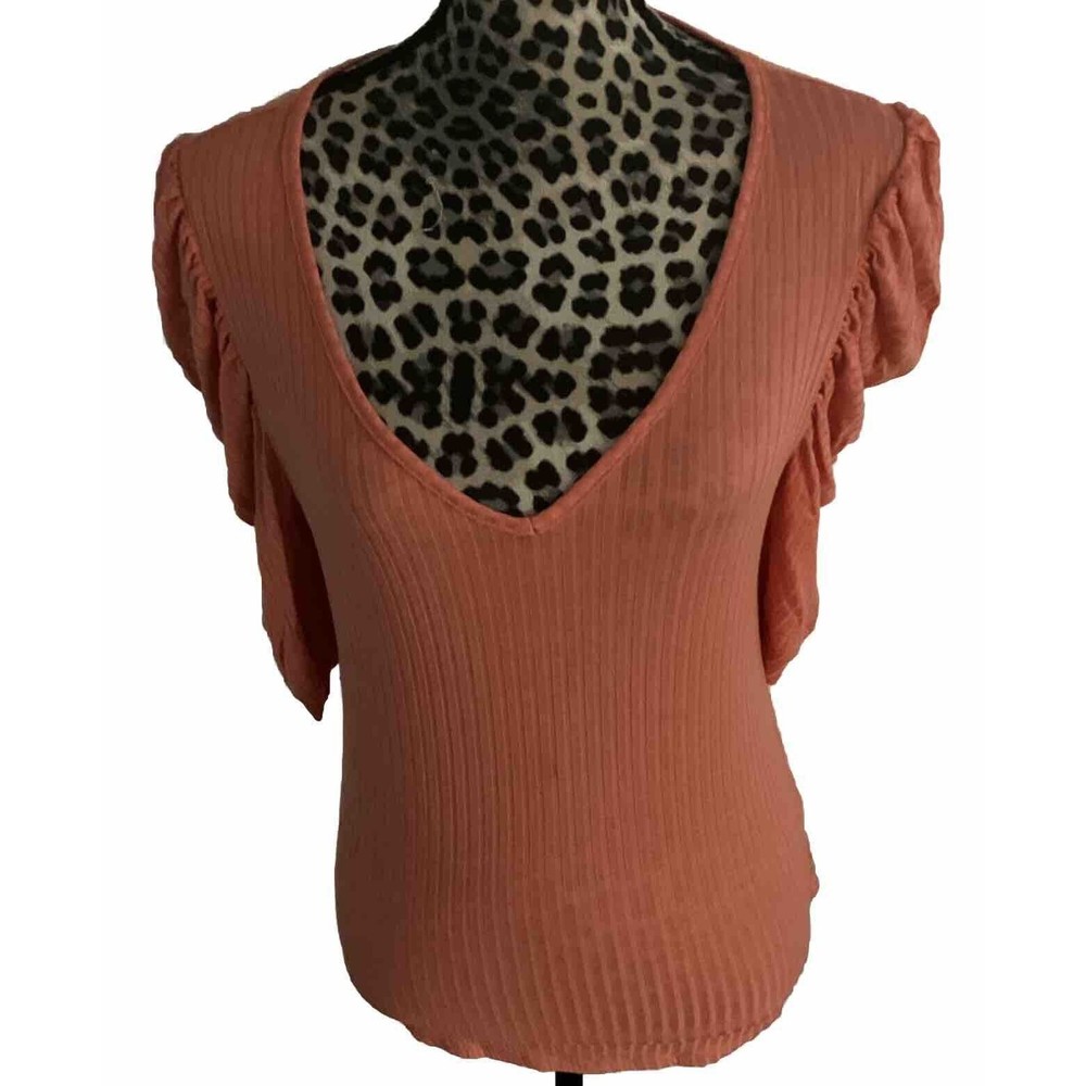 forgotten grace top Blouse Size M Coral NEW Bodycon Minimalist Orange
